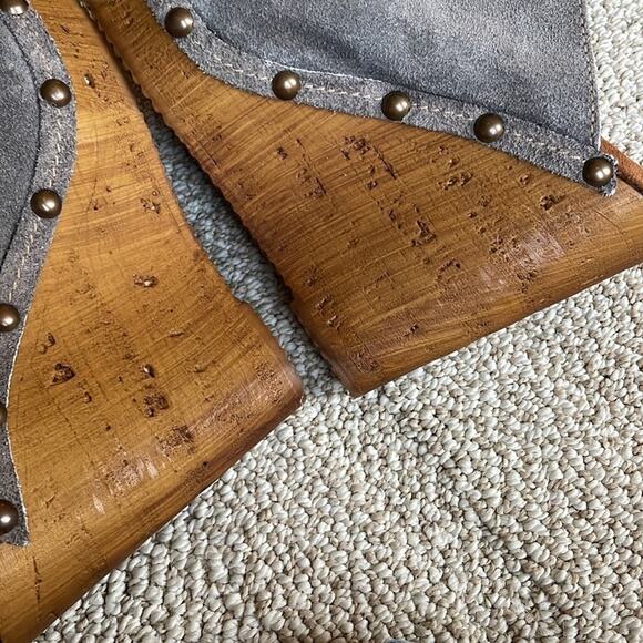 Sbicca Vintage Collection Wedge Platform Peep toe Suede Fringe Women’s size 8 M - Picture 5 of 15